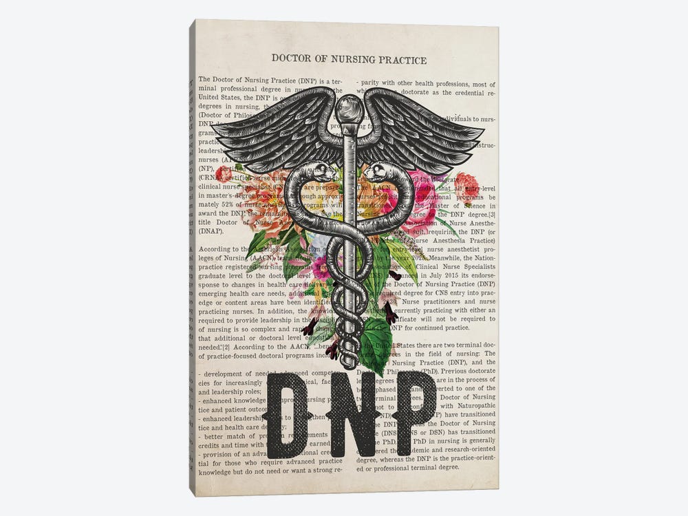 DNP, Doctor Of Nursing Practice With Flowers by Aged Pixel 1-piece Canvas Art Print