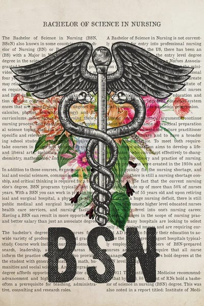 Health & Wellness: BSN, Bachelor Of Science In Nursing With Flowers by Aged Pixel