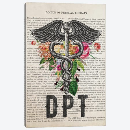 DPT, Doctor Of Physical Therapy With Flowers Canvas Print #ADP3247} by Aged Pixel Canvas Wall Art