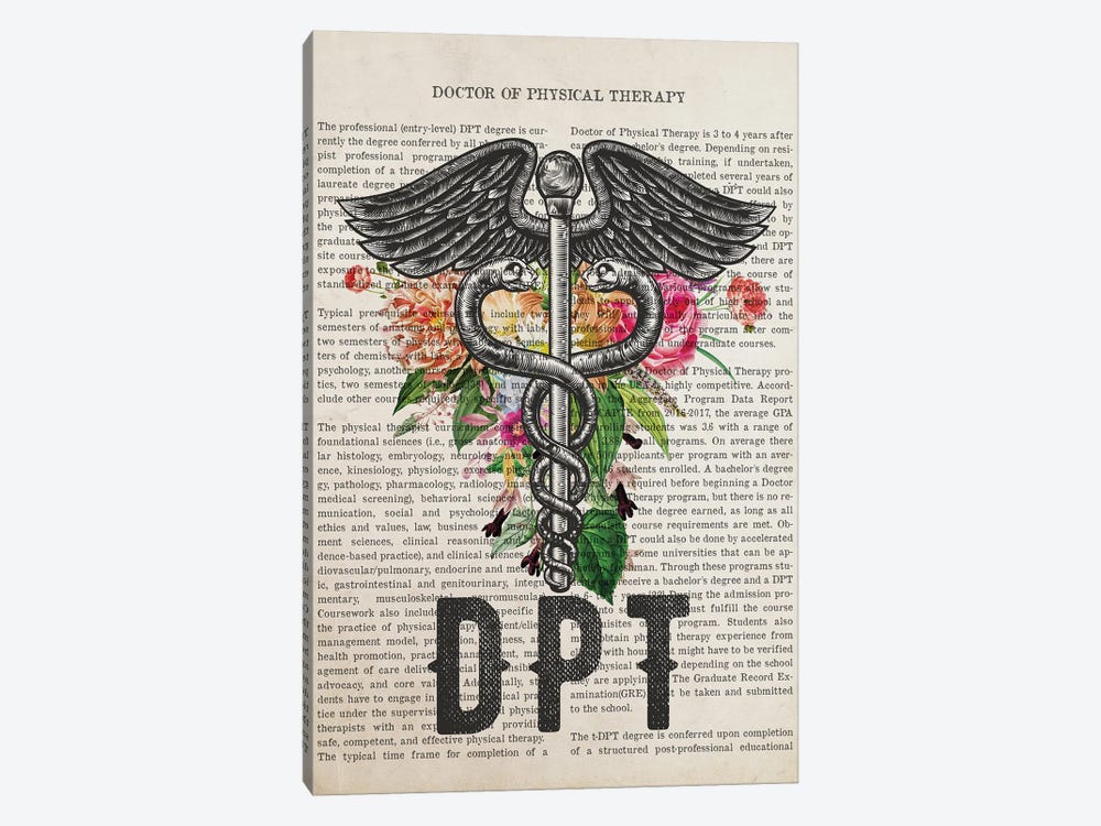 DPT, Doctor Of Physical Therapy With Flowers 1-piece Canvas Wall Art