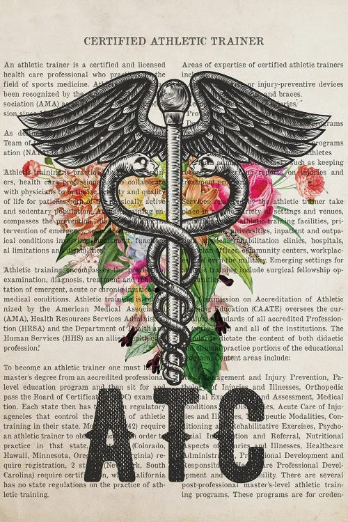 ATC, Certified Athletic Trainer With Flowers by Aged Pixel wall art