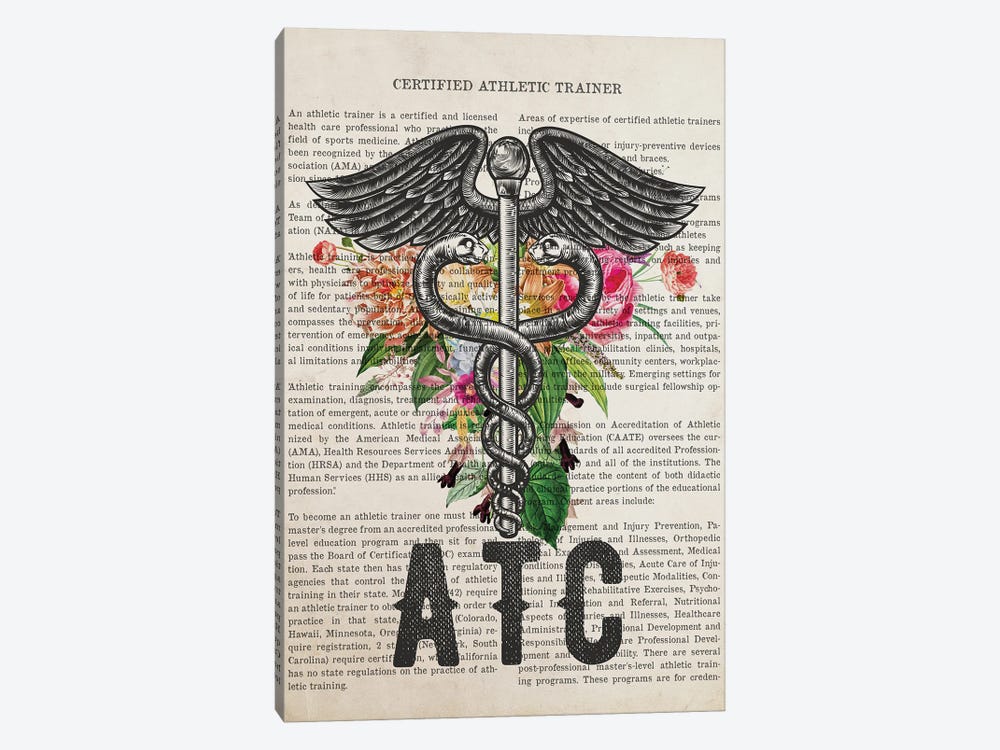 ATC, Certified Athletic Trainer With Flowers by Aged Pixel 1-piece Canvas Print