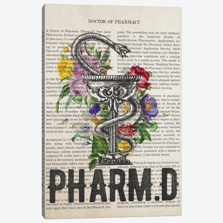 PharmD, Doctor Of Pharmacy With Flowers Canvas Print #ADP3249} by Aged Pixel Canvas Print