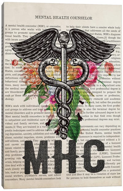 MHC, Mental Health Counselor With Flowers Canvas Art Print