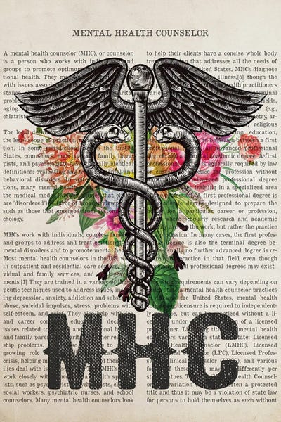 Health & Wellness: MHC, Mental Health Counselor With Flowers by Aged Pixel