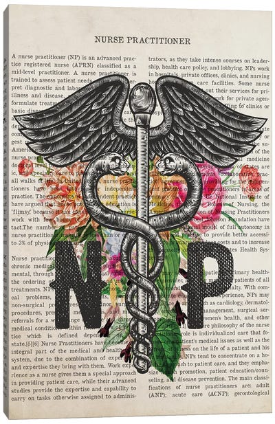 NP, Nurse Practitioner With Flowers Canvas Art Print - Nurse Art