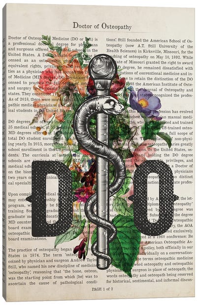 DO, Doctor Of Osteopathy With Flowers Canvas Art Print - Aged Pixel