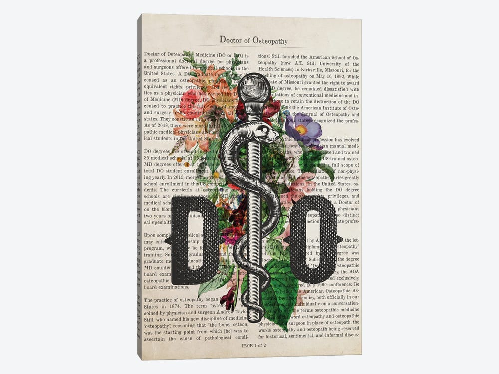 DO, Doctor Of Osteopathy With Flowers by Aged Pixel 1-piece Canvas Art Print