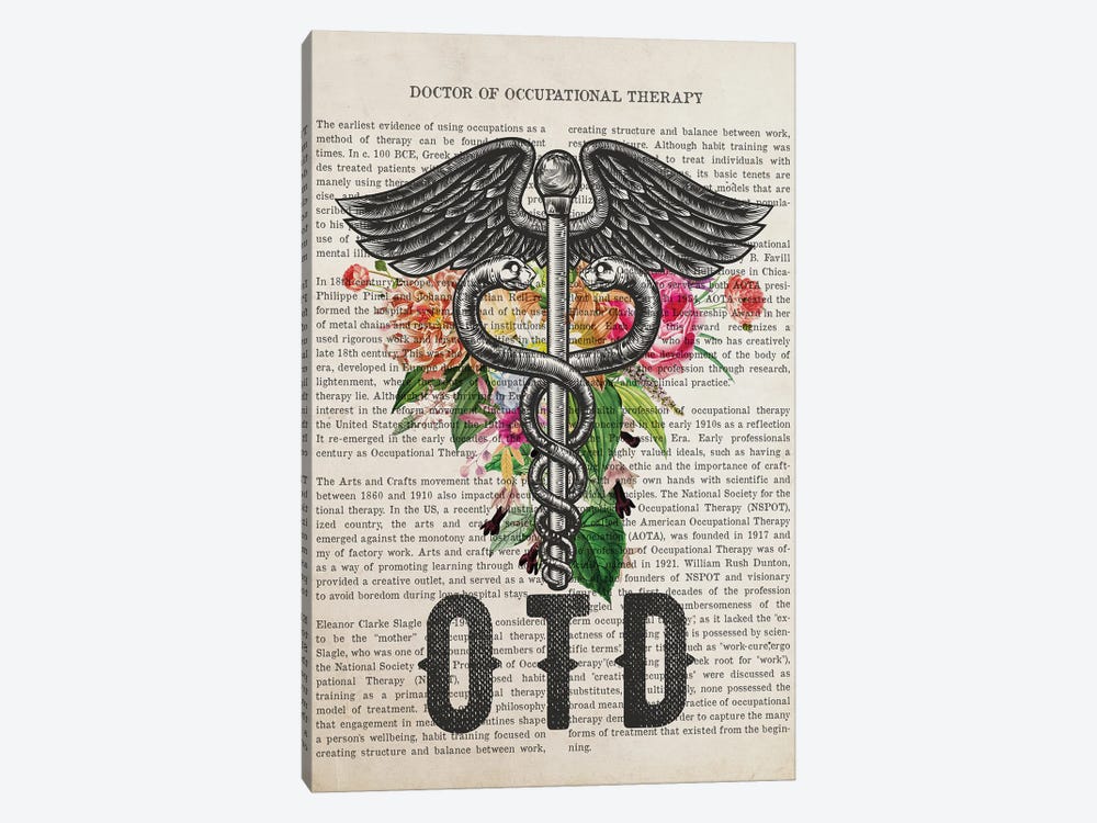 OTD, Doctor Of Occupational Therapy With Flowers by Aged Pixel 1-piece Canvas Art