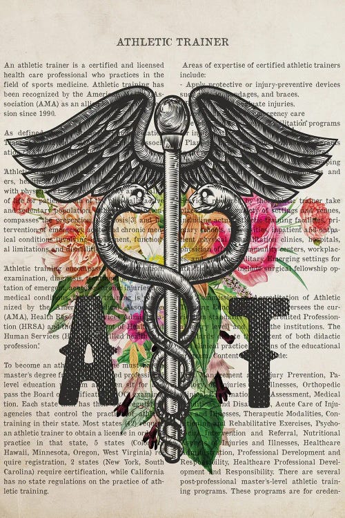 AT, Athletic Trainer With Flowers by Aged Pixel wall art