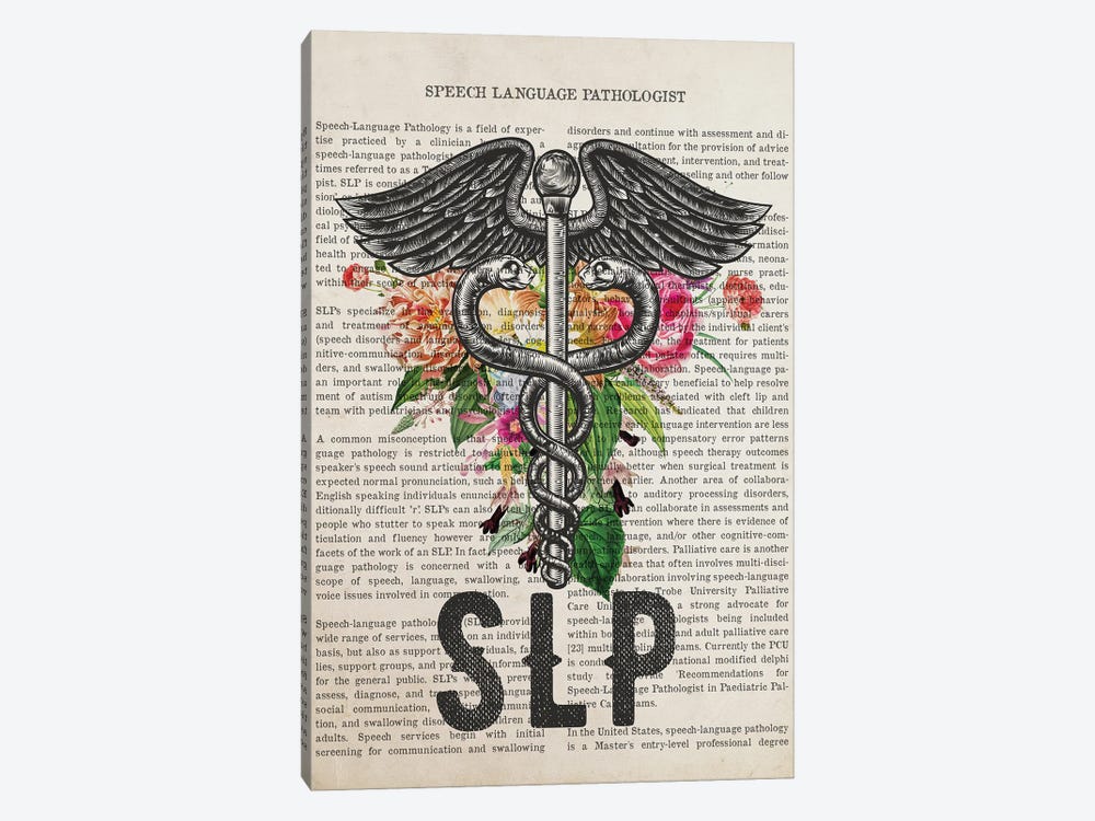 SLP, Speech Language Pathologist With Flowers by Aged Pixel 1-piece Canvas Art
