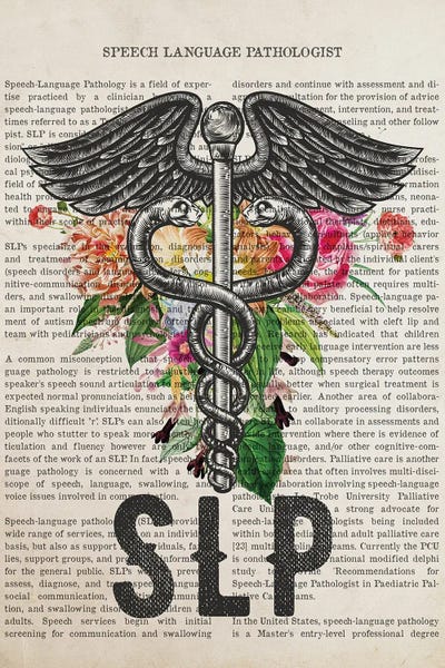 Health & Wellness: SLP, Speech Language Pathologist With Flowers by Aged Pixel