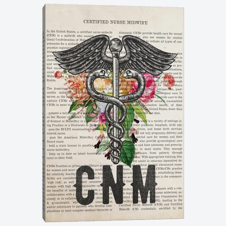 CNM, Certified Nurse Midwife With Flowers Canvas Print #ADP3257} by Aged Pixel Canvas Art Print