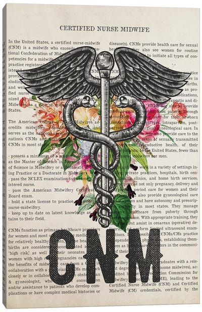 CNM, Certified Nurse Midwife With Flowers Canvas Art Print
