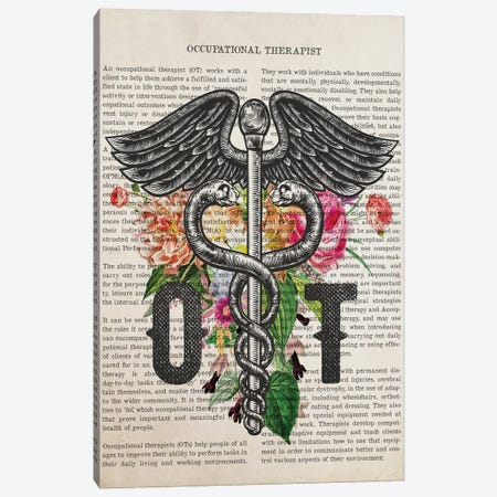 OT, Occupational Therapist with Flowers Print Canvas Print #ADP3258} by Aged Pixel Canvas Artwork