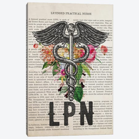 LPN, Licensed Practical Nurse with Flowers Print Canvas Print #ADP3260} by Aged Pixel Canvas Print