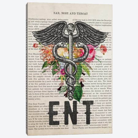 ENT, Ear Nose and Throat Doctor with Flowers Print Canvas Print #ADP3261} by Aged Pixel Canvas Art Print