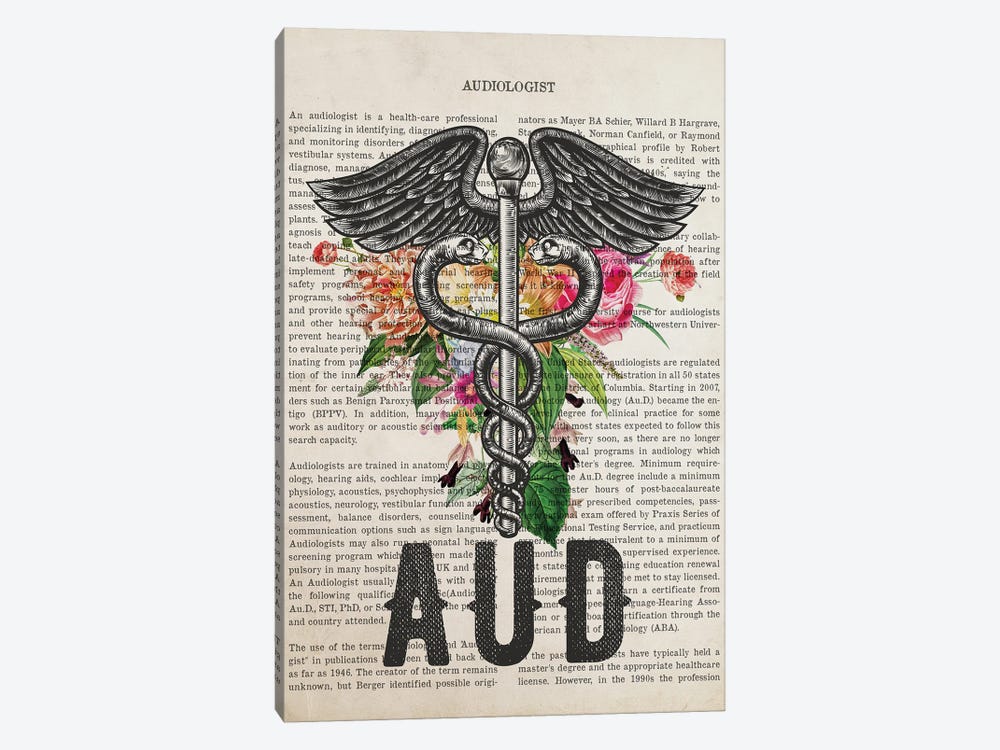 Aud, Audiologist With Flowers Print by Aged Pixel 1-piece Art Print