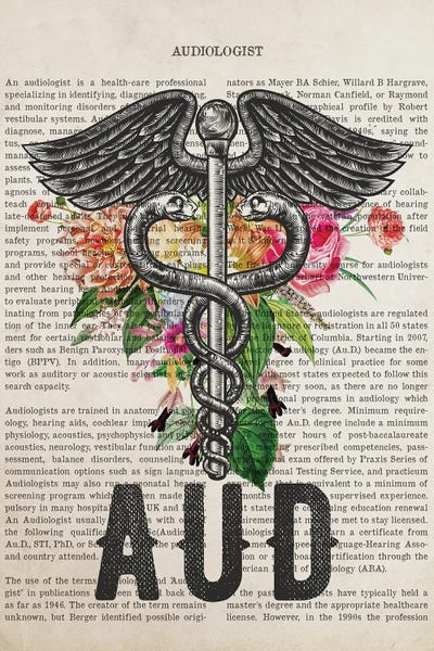 Health & Wellness: Aud, Audiologist With Flowers Print by Aged Pixel