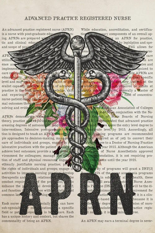 Aprn, Advanced Practice Registered Nurse With Flowers Print