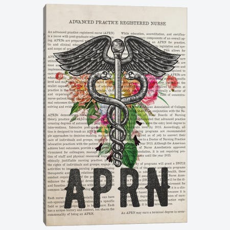 Aprn, Advanced Practice Registered Nurse With Flowers Print Canvas Print #ADP3263} by Aged Pixel Art Print
