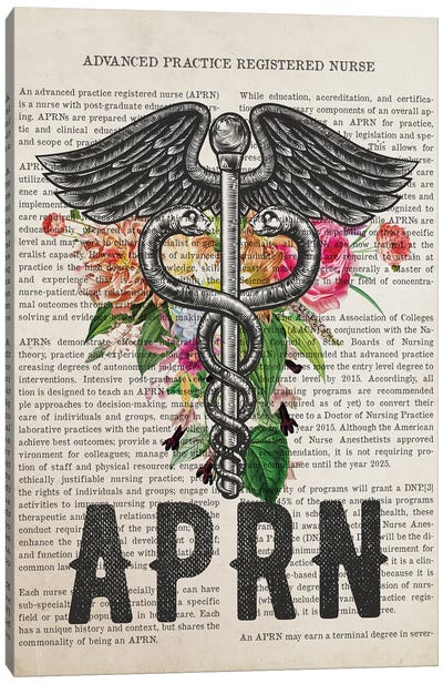 Aprn, Advanced Practice Registered Nurse With Flowers Print Canvas Art Print - Nurse Art
