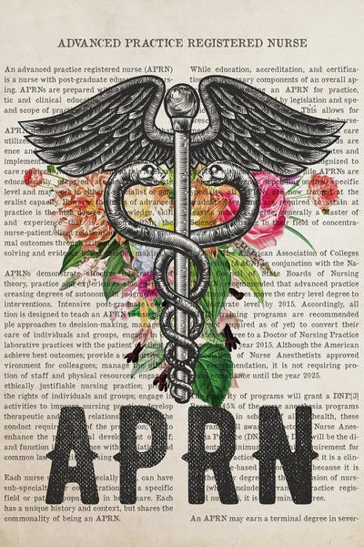 Health & Wellness: Aprn, Advanced Practice Registered Nurse With Flowers Print by Aged Pixel