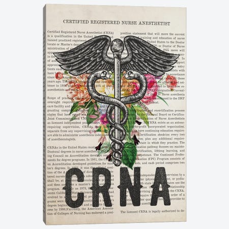 Crna, Certified Registered Nurse Anesthetist With Flowers Print Canvas Print #ADP3264} by Aged Pixel Canvas Artwork