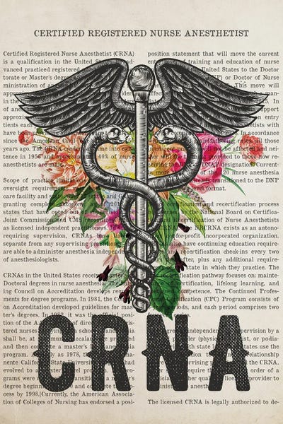 Health & Wellness: Crna, Certified Registered Nurse Anesthetist With Flowers Print by Aged Pixel