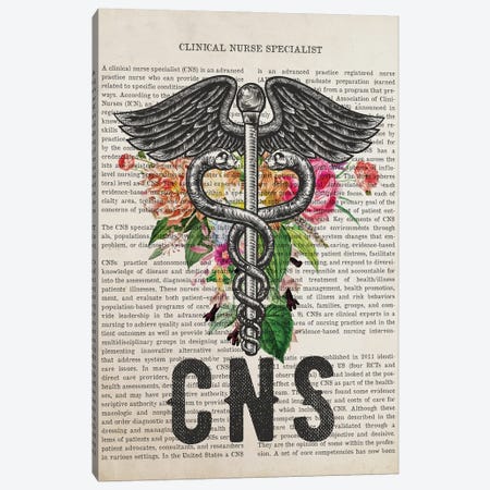 CNS, Clinical Nurse Specialist With Flowers Canvas Print #ADP3265} by Aged Pixel Canvas Wall Art