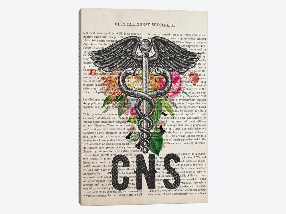 CNS, Clinical Nurse Specialist With Flowers by Aged Pixel 1-piece Canvas Wall Art