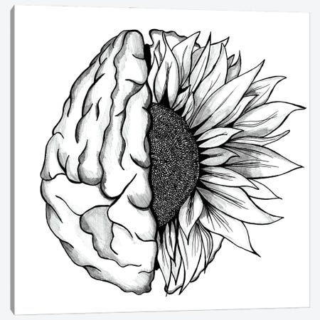 Brain Art Flower Anatomy Print, Psychology, Neurologist, Psychologist Canvas Print #ADP3271} by Aged Pixel Canvas Wall Art