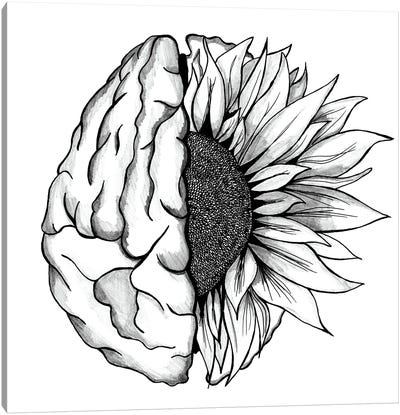 Brain Art Flower Anatomy Print, Psychology, Neurologist, Psychologist Canvas Art Print - Anatomy Art