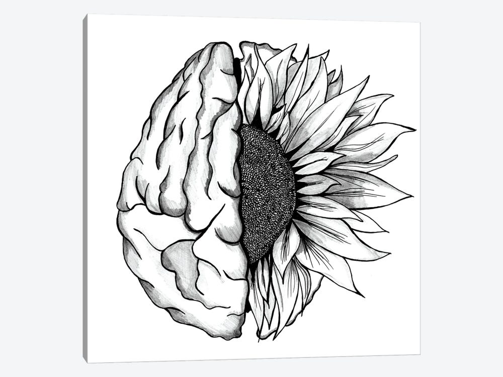 Brain Art Flower Anatomy Print, Psychology, Neurologist, Psychologist by Aged Pixel 1-piece Canvas Print