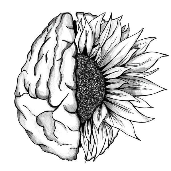Biology: Brain Art Flower Anatomy Print, Psychology, Neurologist, Psychologist by Aged Pixel