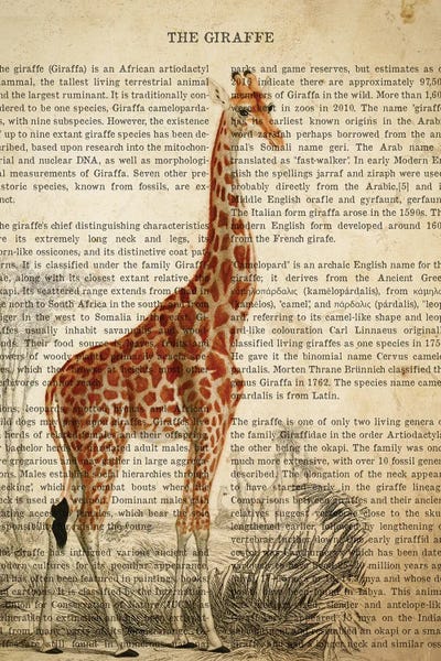 Vintage Giraffe Print by Aged Pixel canvas print