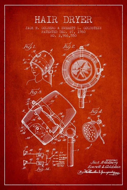 Hair Dryer Sound Red Patent Blueprint