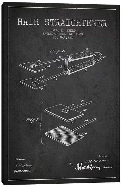 Hair Straightener Charcoal Patent Blueprint Canvas Art Print - Aged Pixel: Beauty & Personal Care