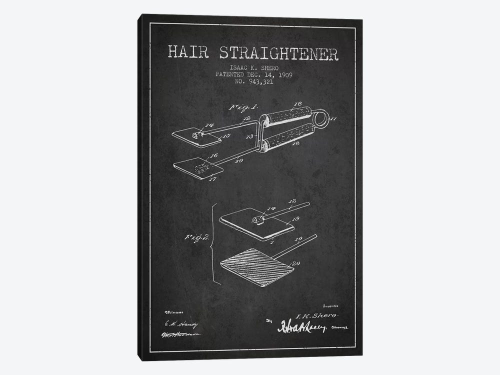 Hair Straightener Charcoal Patent Blueprint by Aged Pixel 1-piece Canvas Art
