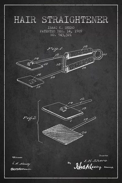 Beauty & Personal Care Blueprints: Hair Straightener Charcoal Patent Blueprint by Aged Pixel