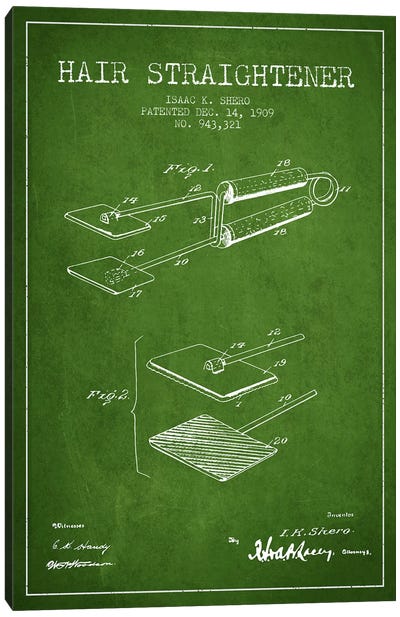 Hair Straightener Green Patent Blueprint Canvas Art Print - Aged Pixel: Beauty & Personal Care