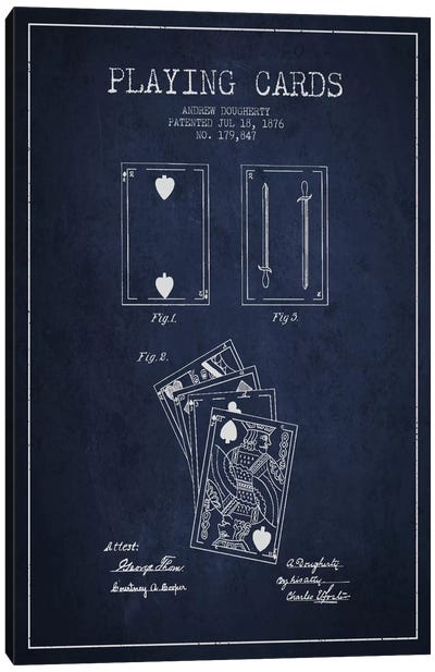 Dougherty Cards Navy Blue Patent Blueprint Canvas Art Print - Aged Pixel: Toys & Games