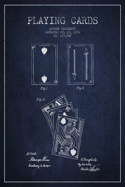 Toy & Game Blueprints: Dougherty Cards Navy Blue Patent Blueprint by Aged Pixel