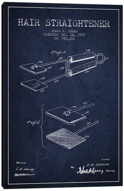 Hair Straightener Navy Blue Patent Blueprint Canvas Art Print - Aged Pixel: Beauty & Personal Care