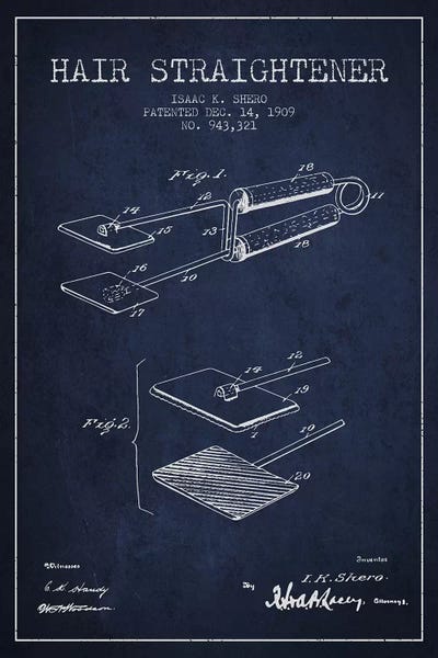 Beauty & Personal Care Blueprints: Hair Straightener Navy Blue Patent Blueprint by Aged Pixel