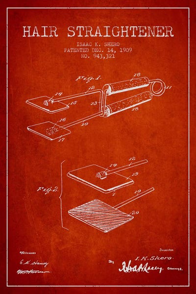 Beauty & Personal Care Blueprints: Hair Straightener Red Patent Blueprint by Aged Pixel