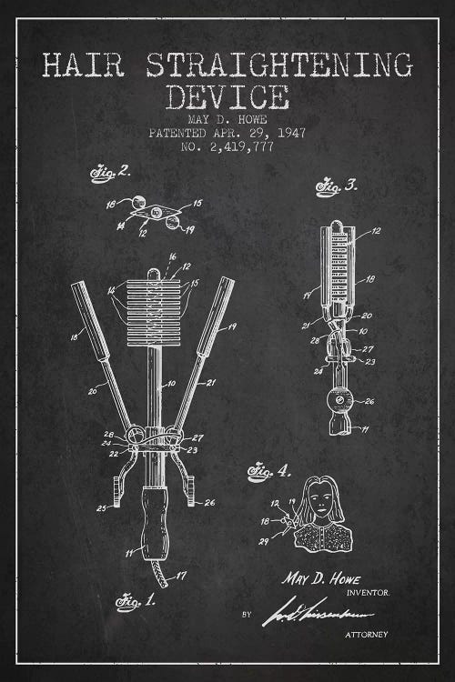 Hair Straightening Charcoal Patent Blueprint