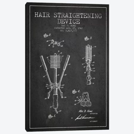 Hair Straightening Charcoal Patent Blueprint Canvas Print #ADP343} by Aged Pixel Canvas Art