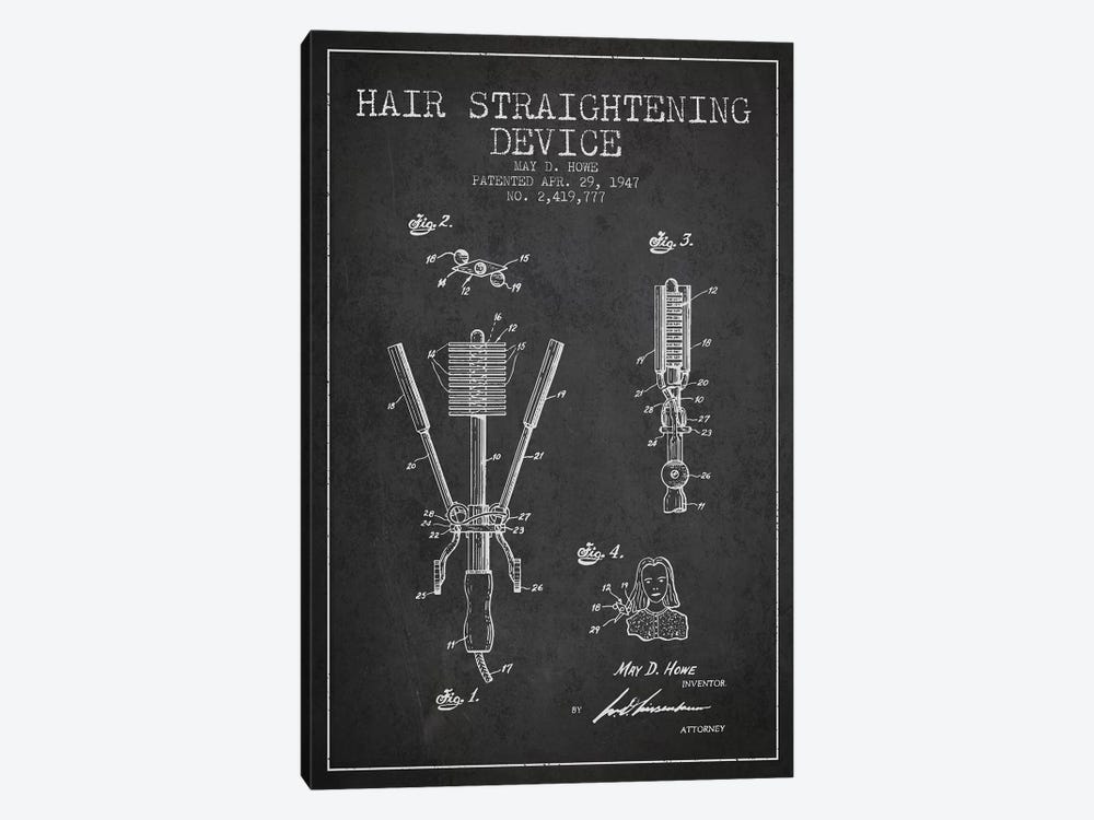 Hair Straightening Charcoal Patent Blueprint by Aged Pixel 1-piece Canvas Wall Art