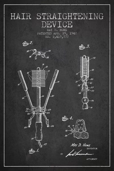 Hair Straightening Charcoal Patent Blueprint
